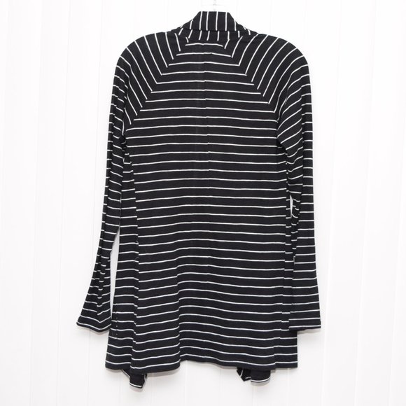 Black and White Striped Cardigan Small Long Cotton - Picture 3 of 5